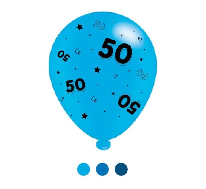 10'' Assorted Blues Age 50 Latex Balloons